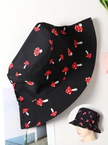 1pc Women's Versatile Cute Mushroom Design Sun Visor Bucket Hat