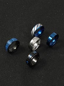 5 cái/bộ Nhẫn Nam Tối Giản - Màu xanh lam - Xem 1
