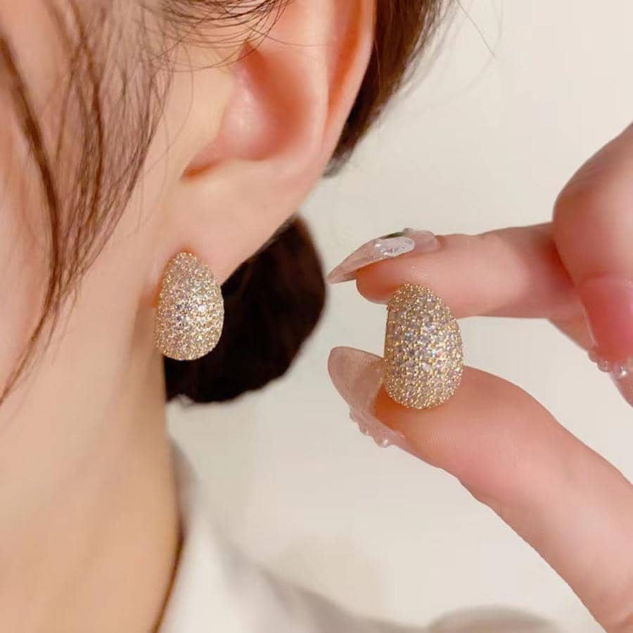 Cubic Zirconia Decor Stud Earrings