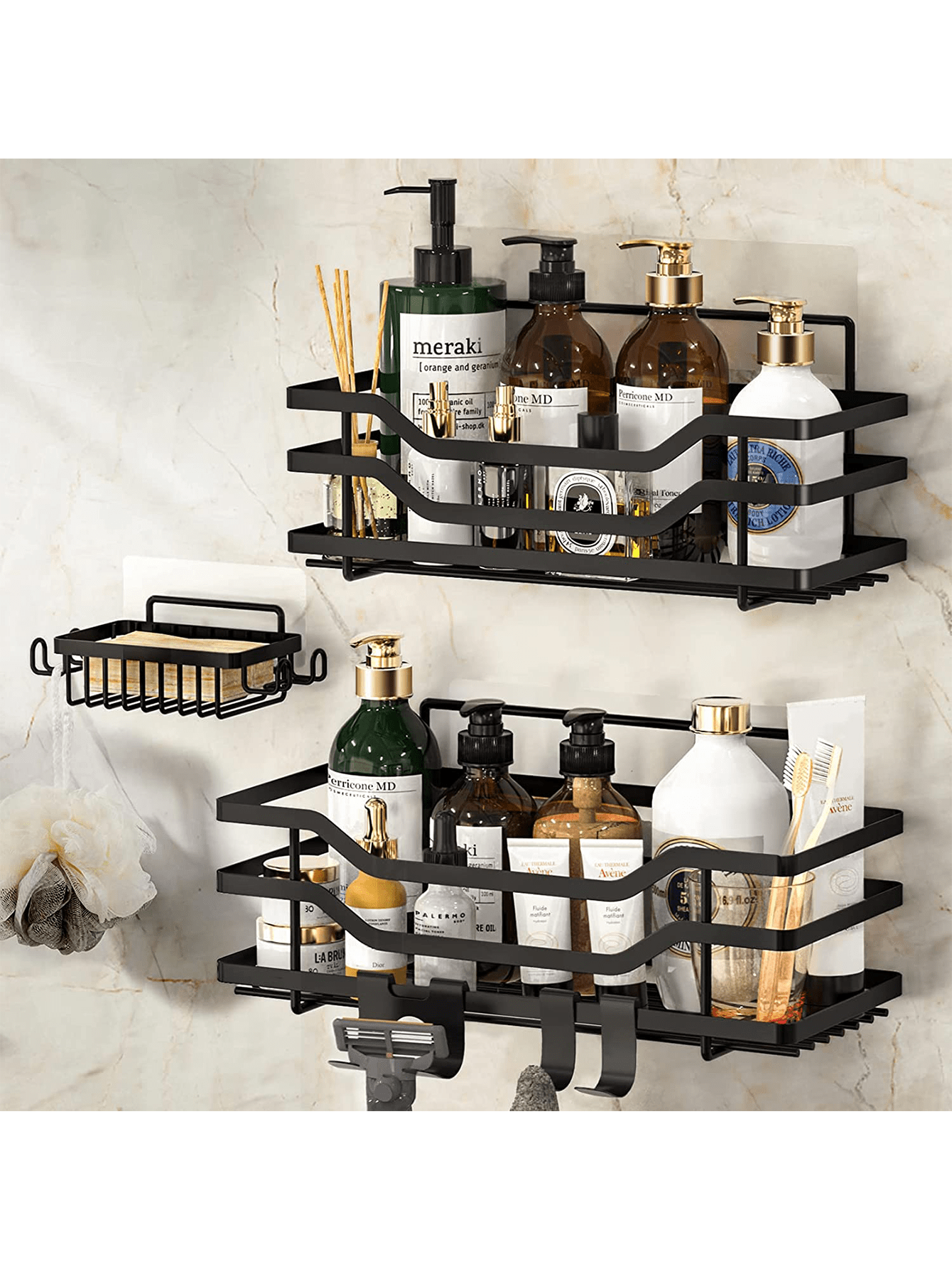 ACMETOP Adhesive Shower Caddy 3Pack Shower Organizer No Drilling
