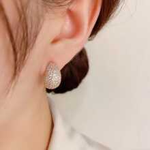Cubic Zirconia Decor Stud Earrings