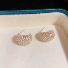 Cubic Zirconia Decor Stud Earrings