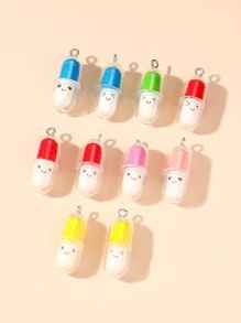 10 件/套樹脂隨機顏色時尚表情圖案幾何 DIY 吊墜女裝珠寶製作 - 彩色 - 查看 1