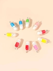 10 件/套樹脂隨機顏色時尚表情圖案幾何 DIY 吊墜女裝珠寶製作 - 彩色 - 查看 2