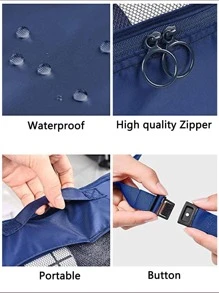 7pcs Letter Graphic Travel Storage Bag - Royal Blue - View 4