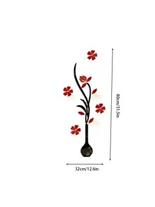 1set Mirror Vase Acrylic 3D Wall Stickers - Red - View 3