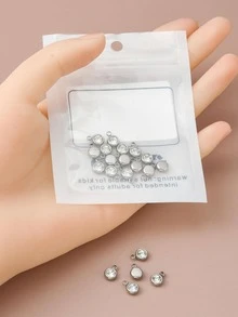 20入組/套隨機水鑽圓形DIY吊墜 - 銀色 - 查看 6