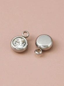 20入組/套隨機水鑽圓形DIY吊墜 - 銀色 - 查看 2