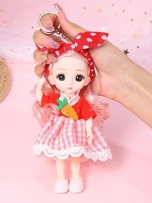 1入組女士卡通玩偶設計可愛鑰匙圈 - 紅色 - 查看 1