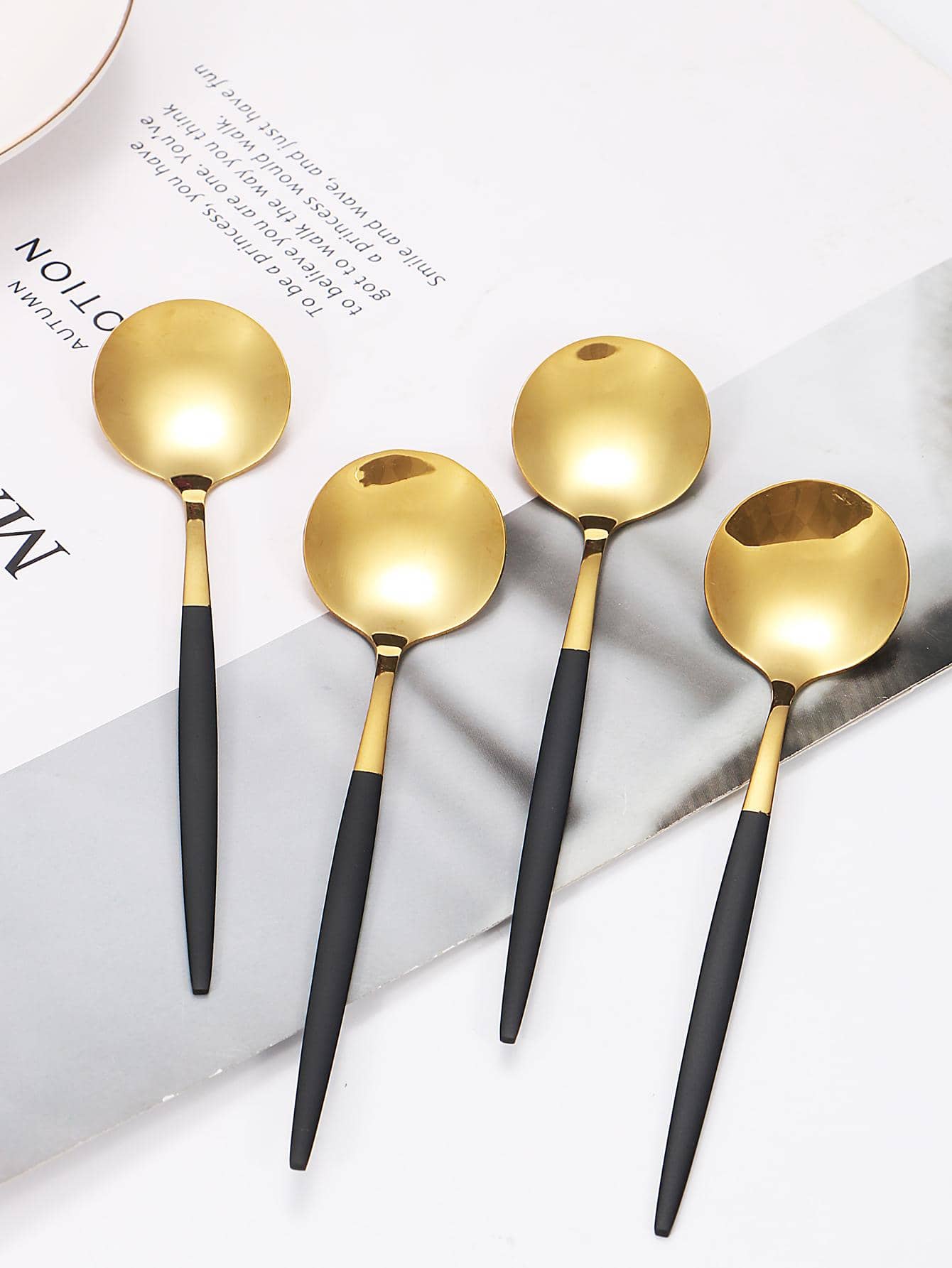 12pcs Stainless Steel Spoon Set - Multicolor - View 1