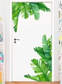 1入組熱帶印花樹葉印花門貼 - 彩色 - 查看 1