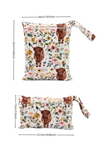 2 chiếc Túi đựng đồ ướt cho bé họa tiết hoa và bò Quà tặng trang trí tiệc mừng em bé - Nhiều màu - Xem 4