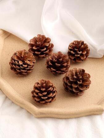 6 pièces Décoration artisanale à motif de pomme de pin, objet décoratif moderne en bois de pomme de pin pour la décoration de la maison, meilleurs cadeaux