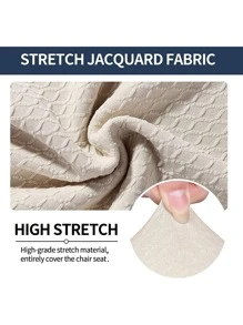 1pc Solid Color Stretchy Waterproof Chair Slipcover, Beige Polyester Dust Proof Chair Cover For Household - Beige - View 3