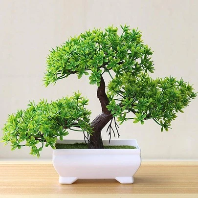 1件套盆栽人造植物花卉套装，塑料花家居装饰，室内桌面摆件，客厅仿真绿植，可重复使用的装饰摆件