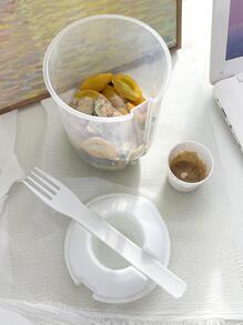 1 hộp đựng xà lách màu trơn có nĩa - Màu xanh lam - Xem 3