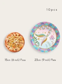 Juego de 10 platos desechables para cena, de 7/9 pulgadas, suministros para fiesta de cumpleaños de sirena, platos de papel para fiesta de sirena, decoración para fiesta de cumpleaños de sirena y océano para niños, platos de papel desechables, Navidad - Multicolor - Ver 4