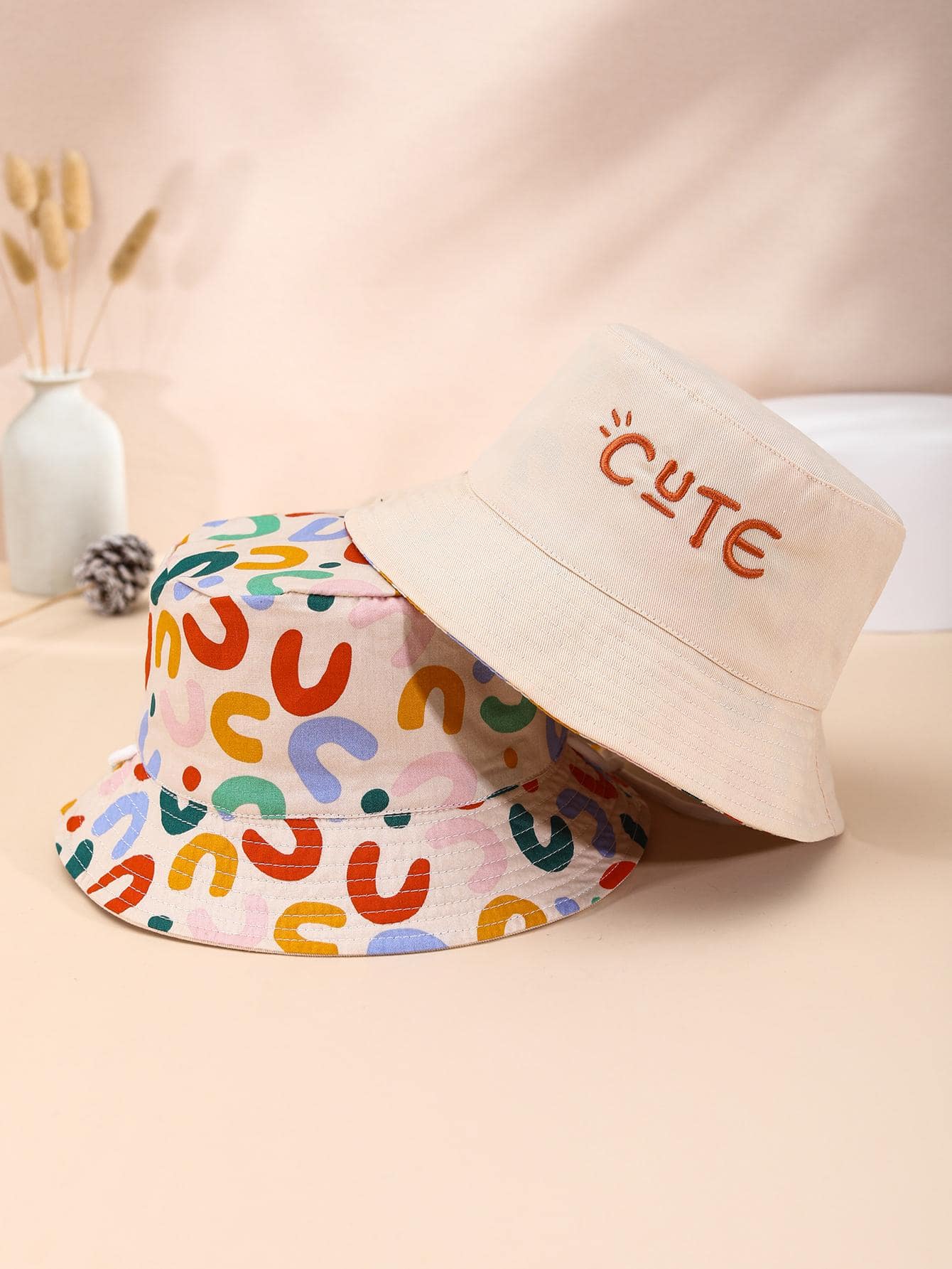 1pc Neutral Style Kids Reversible Bucket Hat Sun Protection Bucket Hat Suitable For Outdoor Activities, Travel, Cycling, Party, Sun Shade Etc. - Beige - View 1