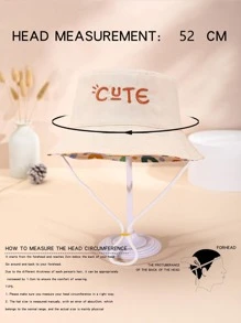1pc Neutral Style Kids Reversible Bucket Hat Sun Protection Bucket Hat Suitable For Outdoor Activities, Travel, Cycling, Party, Sun Shade Etc. - Beige - View 3