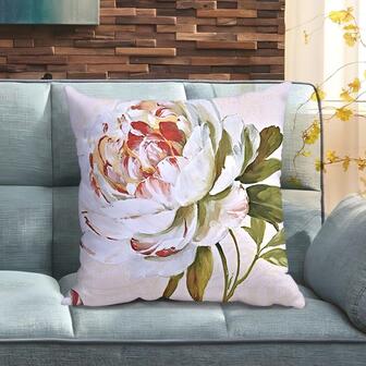 1入組花卉圖案靠墊套，創意滌綸裝飾抱枕套，適合家居，四季皆宜