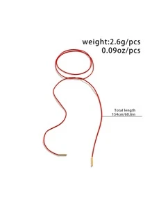 1pc Fashionable Minimalist Geometric Pendant Necklace For Women For Daily Decoration - Red - View 7