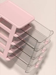 1pc Multi-layer Rabbit Decor Desktop Storage Box, Modern PP Desktop Organizer For Home - Pink - View 9