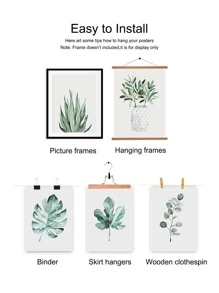 6入組植物印花無框現代化學纖維無框畫裝飾用品 - 杏色 - 查看 5