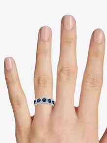 1枚迷人蓝色锆石女士戒指，婚礼派对配饰，闪亮优雅新娘永恒戒指首饰（无盒） - 藍色 - 查看 3