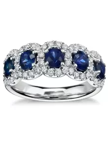 1枚迷人蓝色锆石女士戒指，婚礼派对配饰，闪亮优雅新娘永恒戒指首饰（无盒） - 藍色 - 查看 1