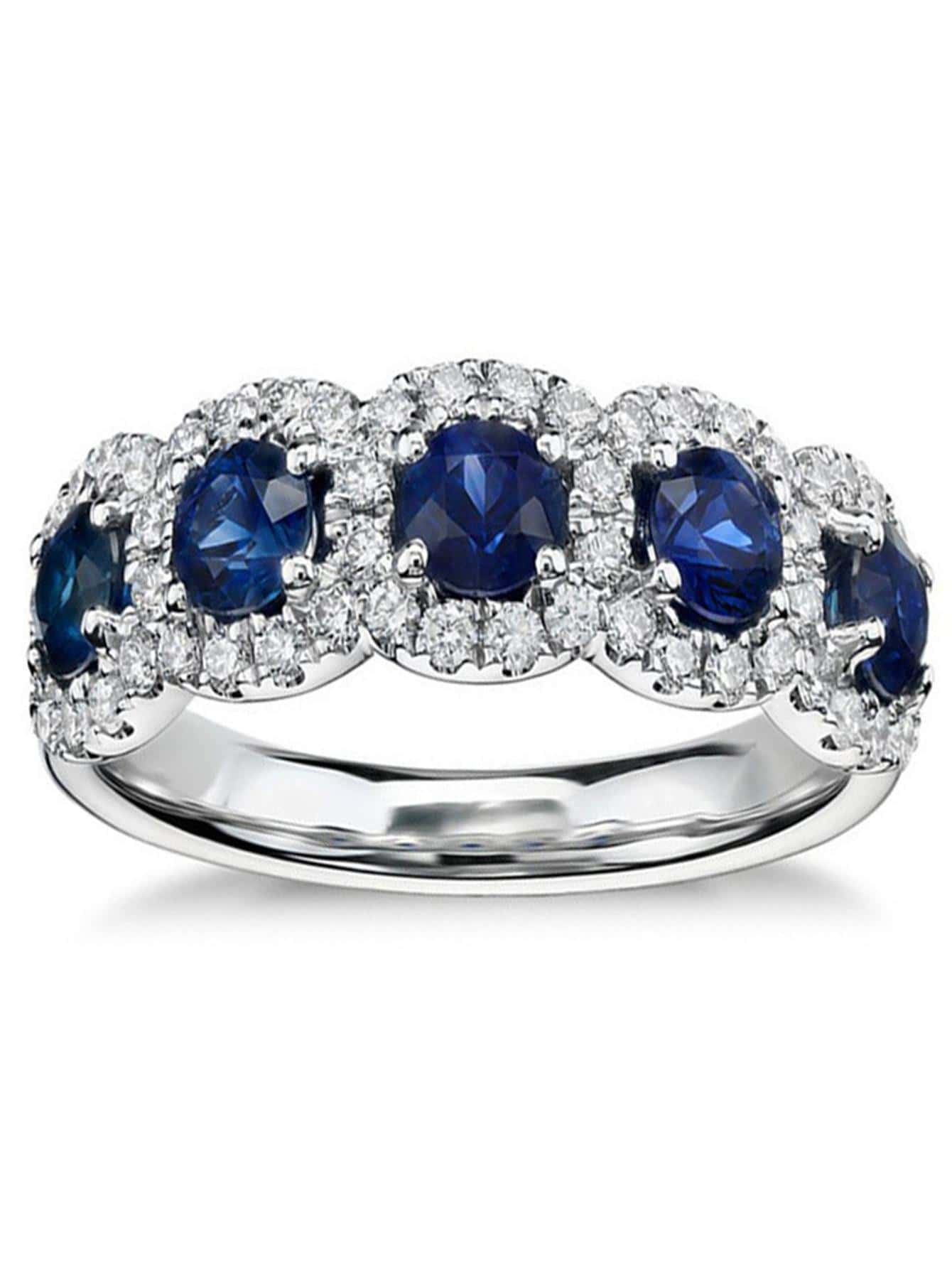 1枚迷人蓝色锆石女士戒指，婚礼派对配饰，闪亮优雅新娘永恒戒指首饰（无盒） - 藍色 - 查看 1