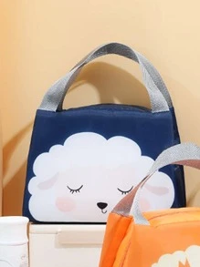1入組卡通羊圖案午餐袋，現代滌綸可重複使用午餐袋 - 藍色 - 查看 3