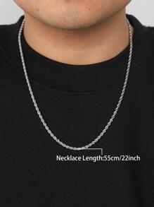 FEEL STYLE Những người đàn ông thời trang và phổ biến Chuỗi vòng cổ tối giản bằng thép không gỉ để làm quà tặng trang sức và cho một vẻ ngoài sành điệu - Bạc - Xem 3