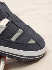 男孩魔術貼黑色平底涼鞋適合夏天 - 藍色 - 查看 3