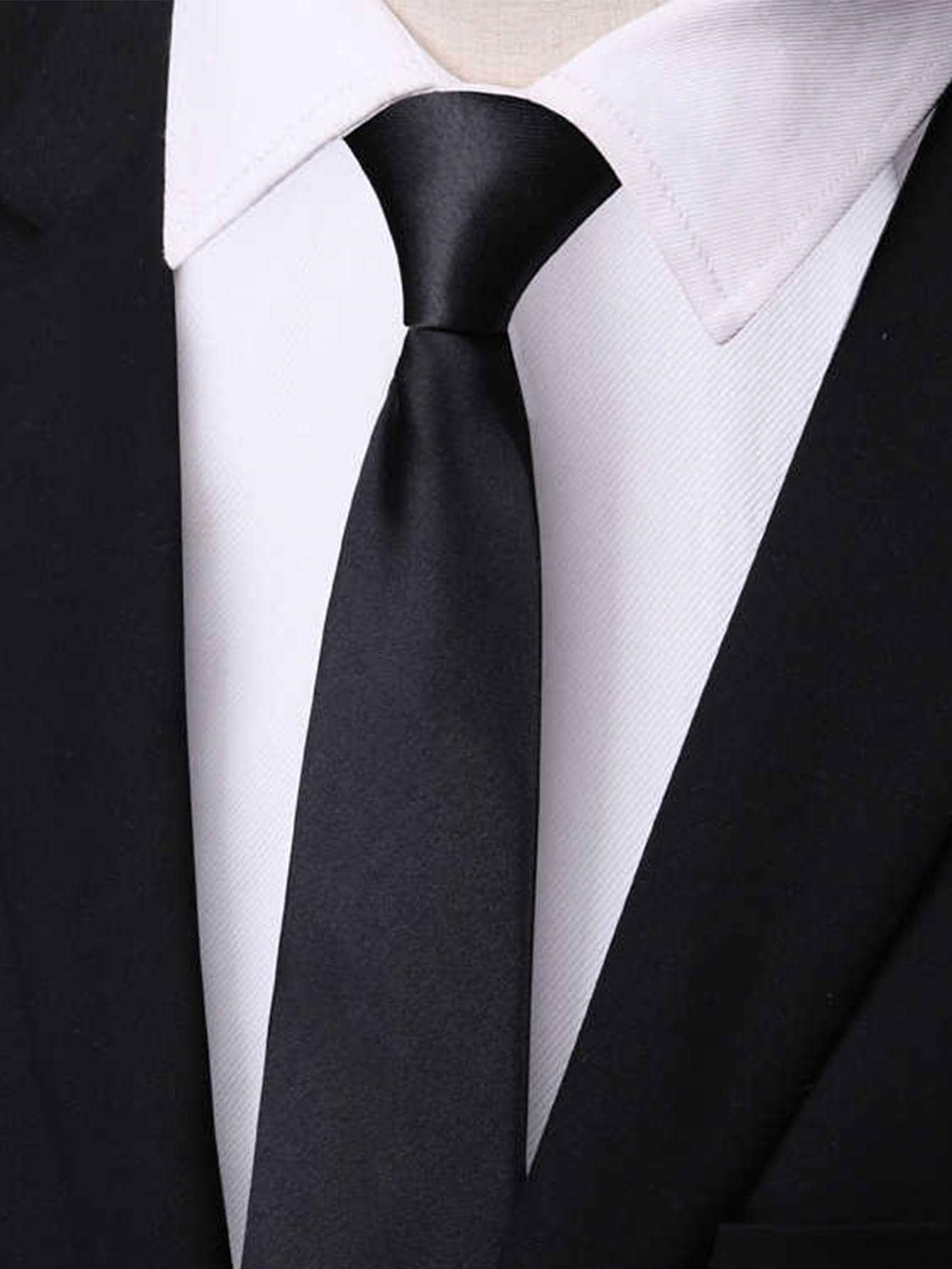 1入組男士素色商業系帶適用於工作場所 - 黑色 - 查看 1