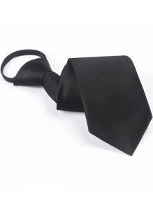 1入組男士素色商業系帶適用於工作場所 - 黑色 - 查看 2