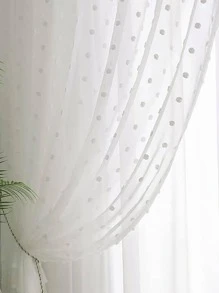 Rèm Sheer một tấm chần sợi chắc chắn, Rèm Polyester hiện đại lọc ánh sáng riêng tư cho phòng khách và phòng ngủ - trắng - Xem 1