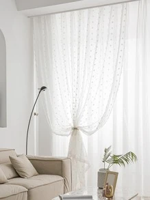Rèm Sheer một tấm chần sợi chắc chắn, Rèm Polyester hiện đại lọc ánh sáng riêng tư cho phòng khách và phòng ngủ - trắng - Xem 9