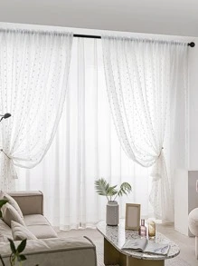 Rèm Sheer một tấm chần sợi chắc chắn, Rèm Polyester hiện đại lọc ánh sáng riêng tư cho phòng khách và phòng ngủ - trắng - Xem 11