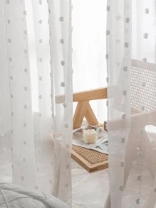 Rèm Sheer một tấm chần sợi chắc chắn, Rèm Polyester hiện đại lọc ánh sáng riêng tư cho phòng khách và phòng ngủ - trắng - Xem 8