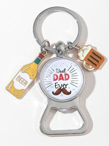 1入男士形狀吊飾字母印花開瓶器鑰匙扣,時尚個性配件 - 彩色 - 查看 2