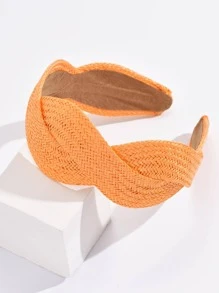 1入組女士編織扭結波西米亞寬髮箍適用於日常生活 - 黃色 - 查看 1