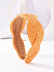 1入組女士編織扭結波西米亞寬髮箍適用於日常生活 - 黃色 - 查看 3
