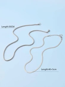 2pcs/set Fashionable Twist Design Chain Necklace For Women For Daily Decoration