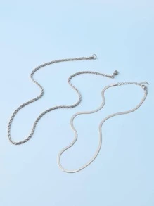 2pcs/set Fashionable Twist Design Chain Necklace For Women For Daily Decoration