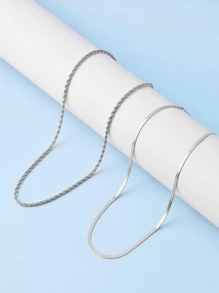 2pcs/set Fashionable Twist Design Chain Necklace For Women For Daily Decoration