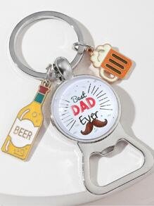 1入男士形狀吊飾字母印花開瓶器鑰匙扣,時尚個性配件 - 彩色 - 查看 1