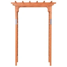 Costway Arbor Over 7FT High Wooden Garden Arch Trellis Pergola Outdoor Patio Plant - Yellow - View 3