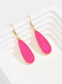 YWGEZHI 1 Pair Bright Pink/Green Teardrop Shaped Party Earrings - Hot Pink - View 1