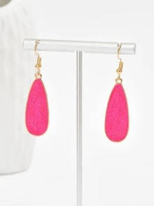 YWGEZHI 1 Pair Bright Pink/Green Teardrop Shaped Party Earrings - Hot Pink - View 2