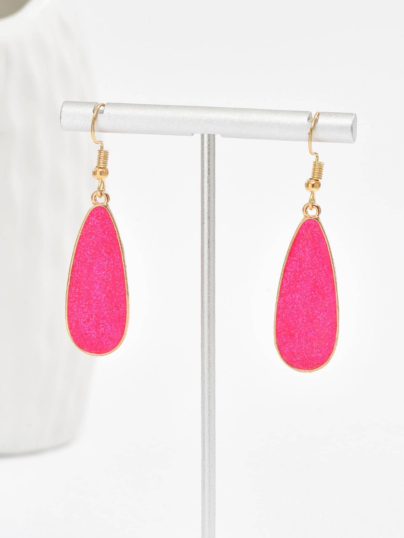YWGEZHI 1 Pair Bright Pink/Green Teardrop Shaped Party Earrings